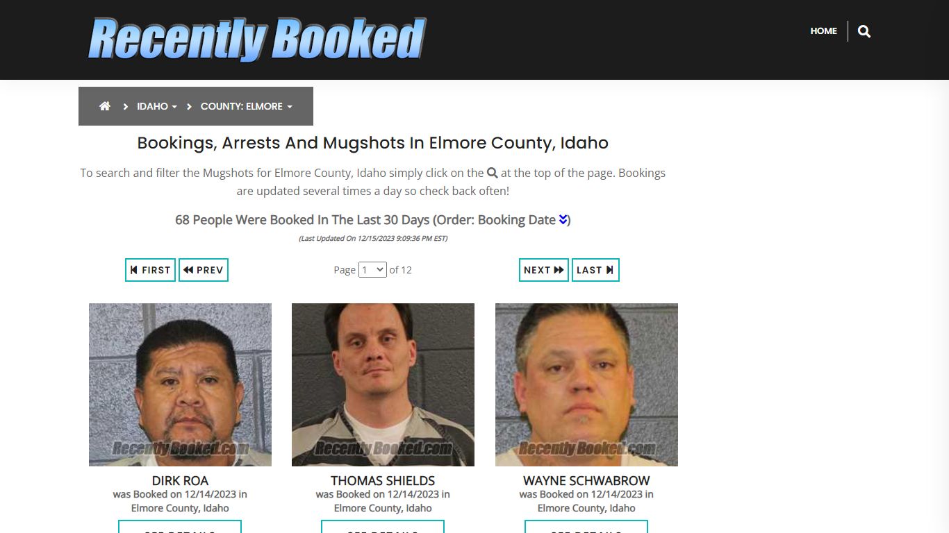 Recent bookings, Arrests, Mugshots in Elmore County, Idaho