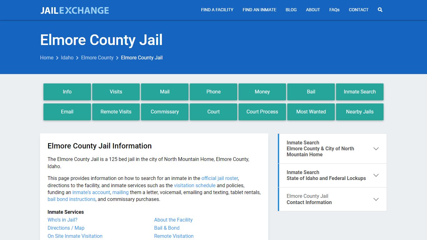 Elmore County Jail, ID Inmate Search, Information
