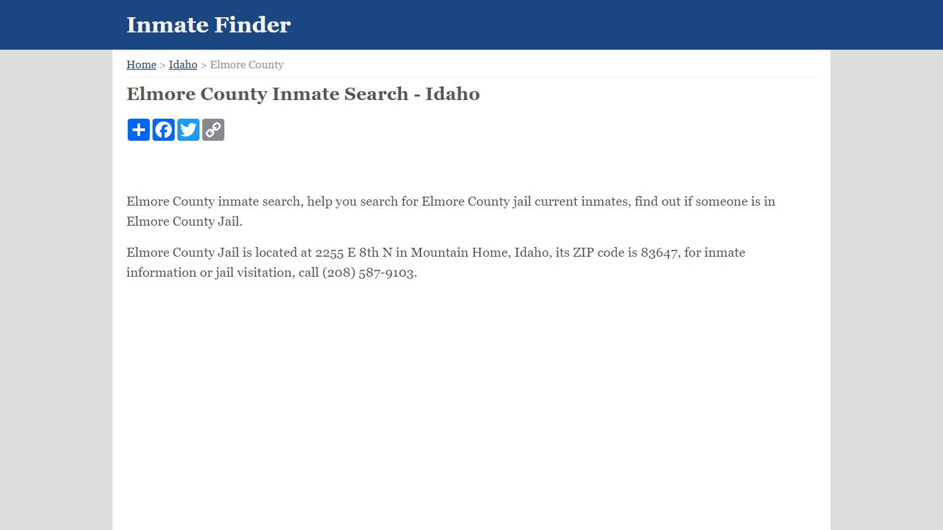 Elmore County Inmate Search - Idaho